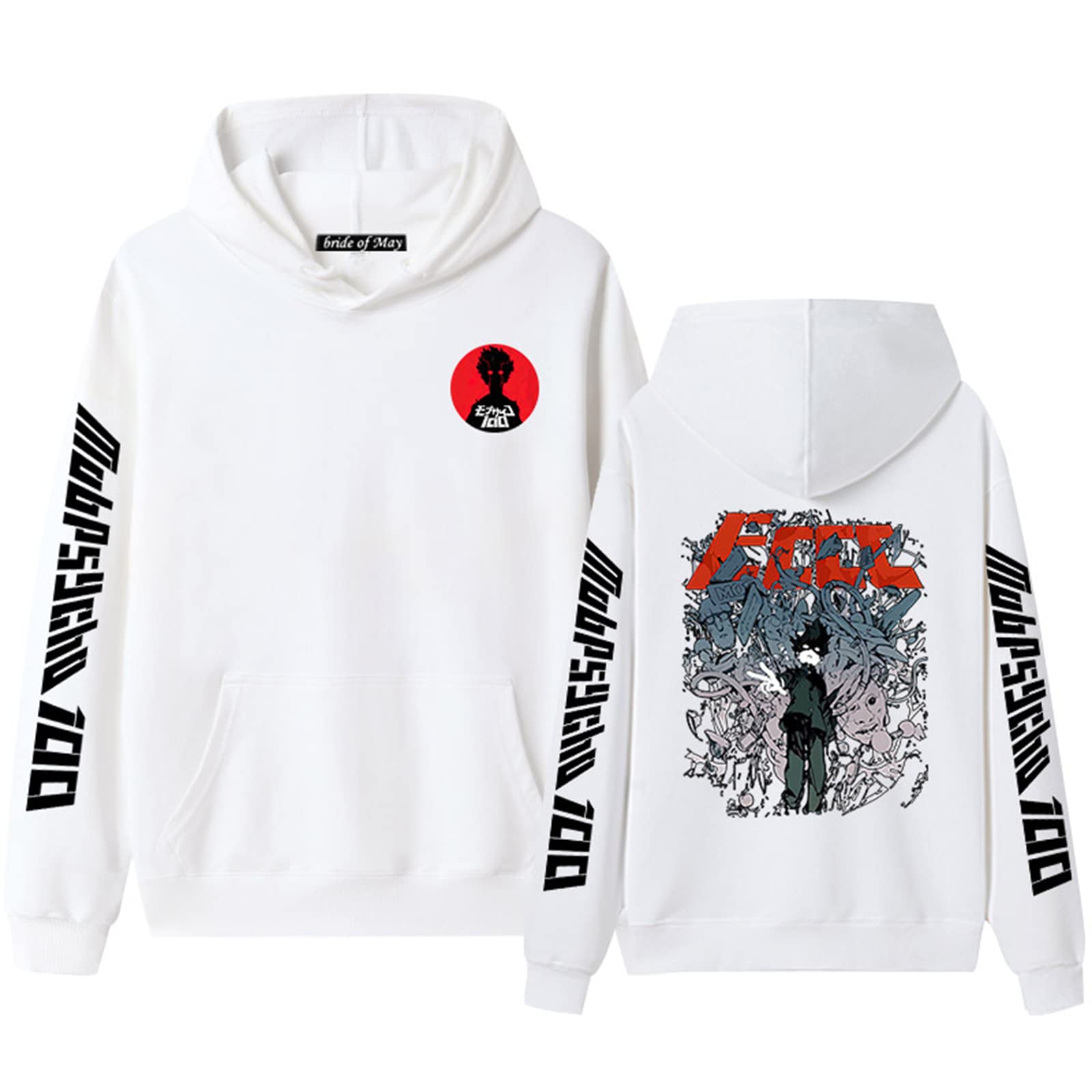 WAVOTIQ Mob Psycho 100 Hoodie for Unisex Anime Kageyama Shigeo Cosplay Costume Printed Pullover Long Sleeve Hooded Sweatshirt Manga Pullover Tops