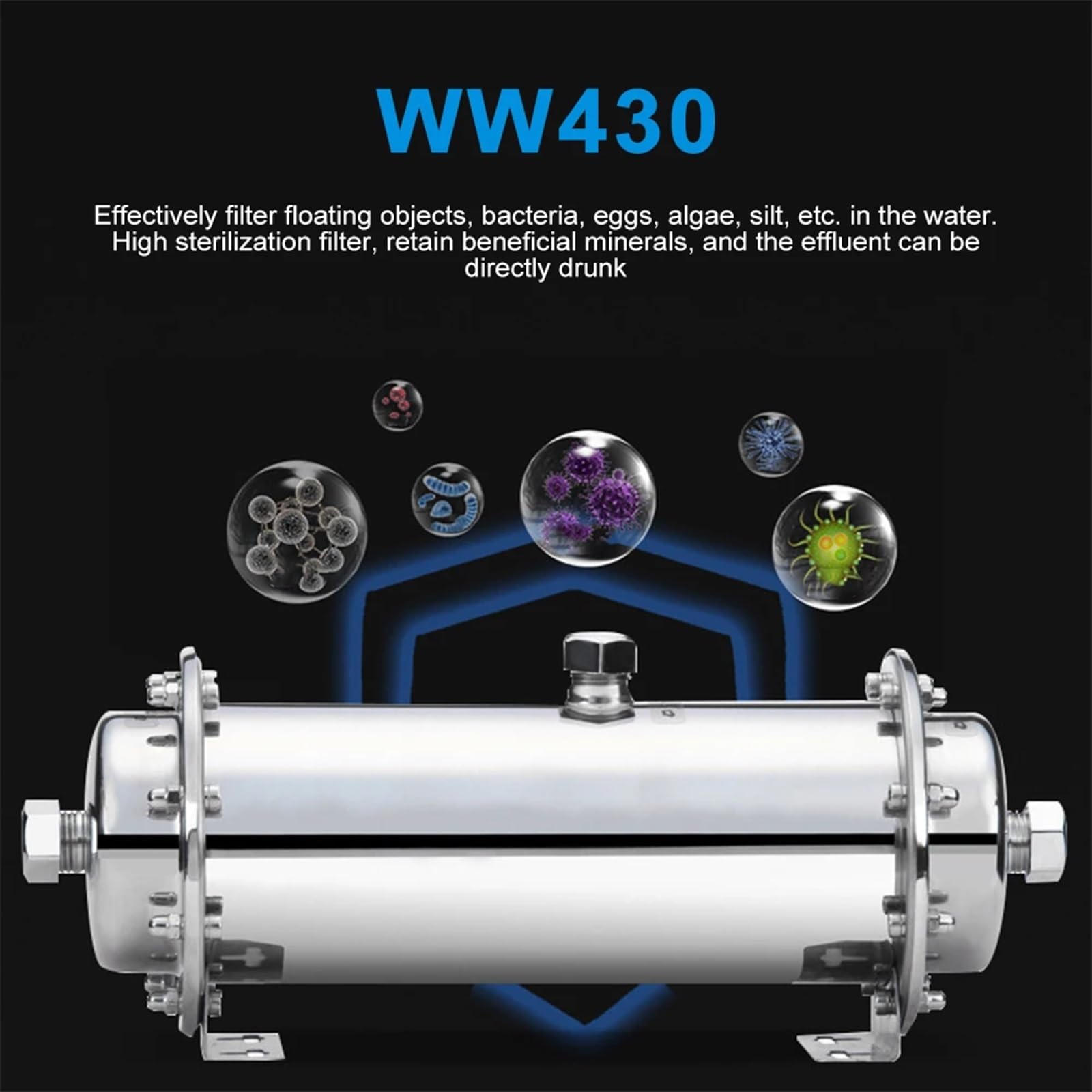 3000L/h Filtro Acqua In Acciaio Inox 304 PVDF Depuratore di Acqua di Ultrafiltrazione Con Cartuccia Lavabile Bevanda Diretta Filtro Da Cucina(600L)