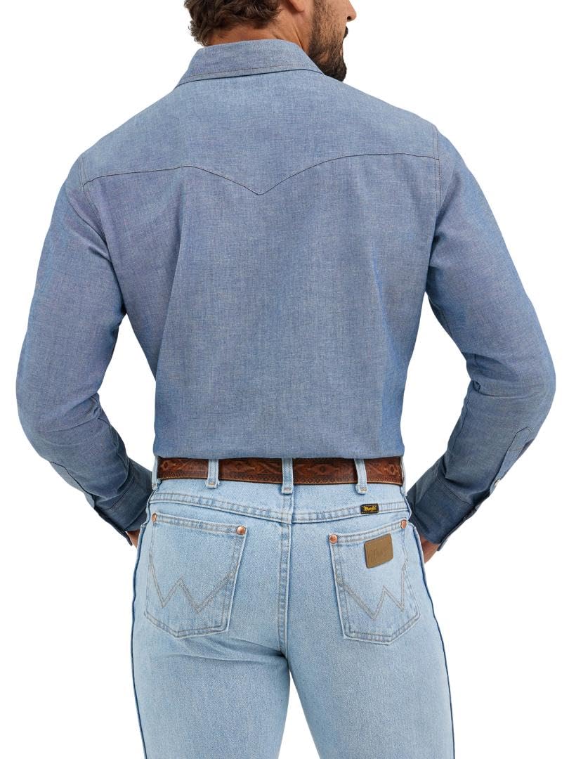 Wrangler Męska koszula robocza z długim rękawem kowbojskim o kroju westernowym, mocne wykończenie