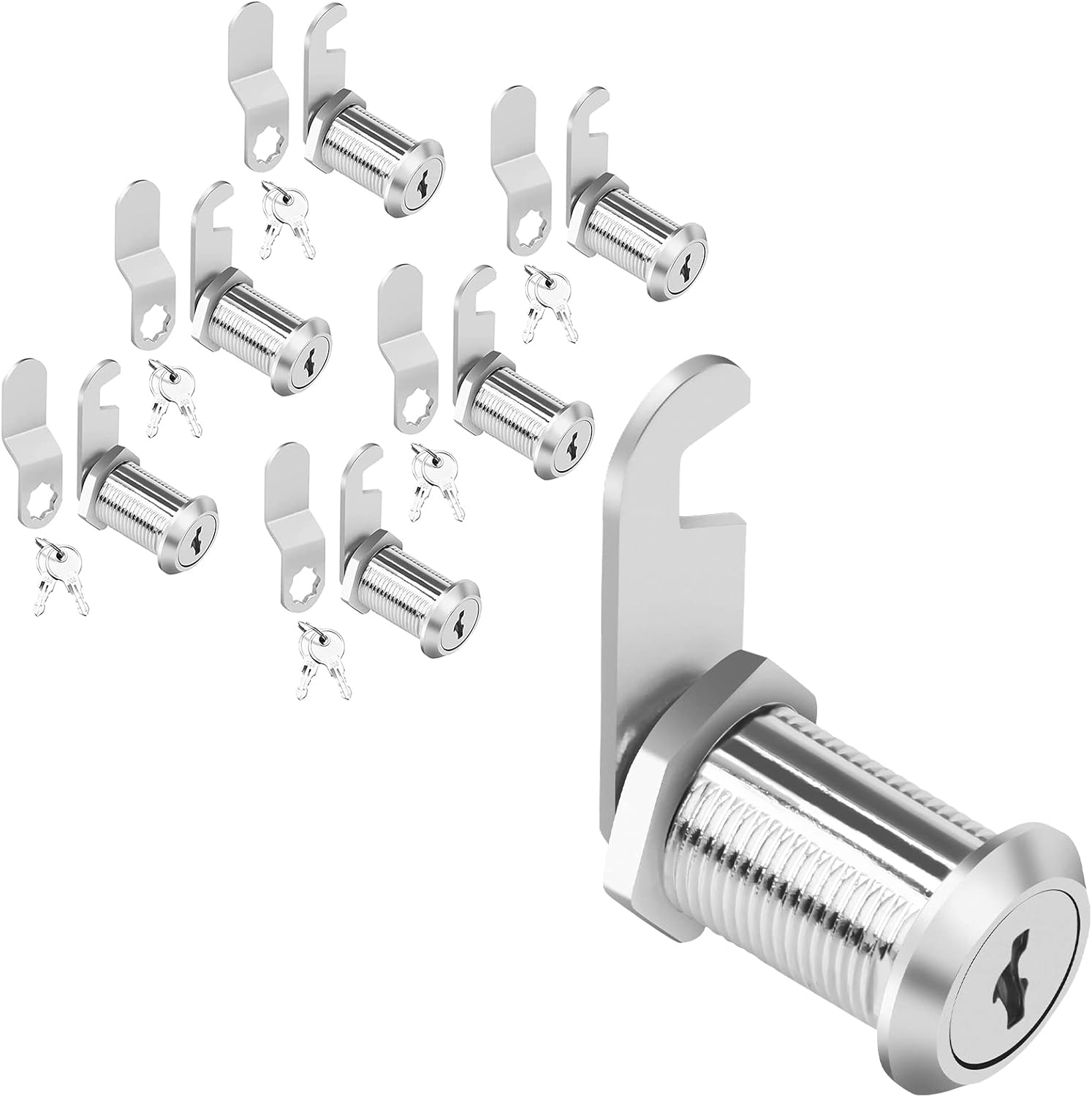 6 Pack Cam Locks Keyed Alike with Key, 11/8