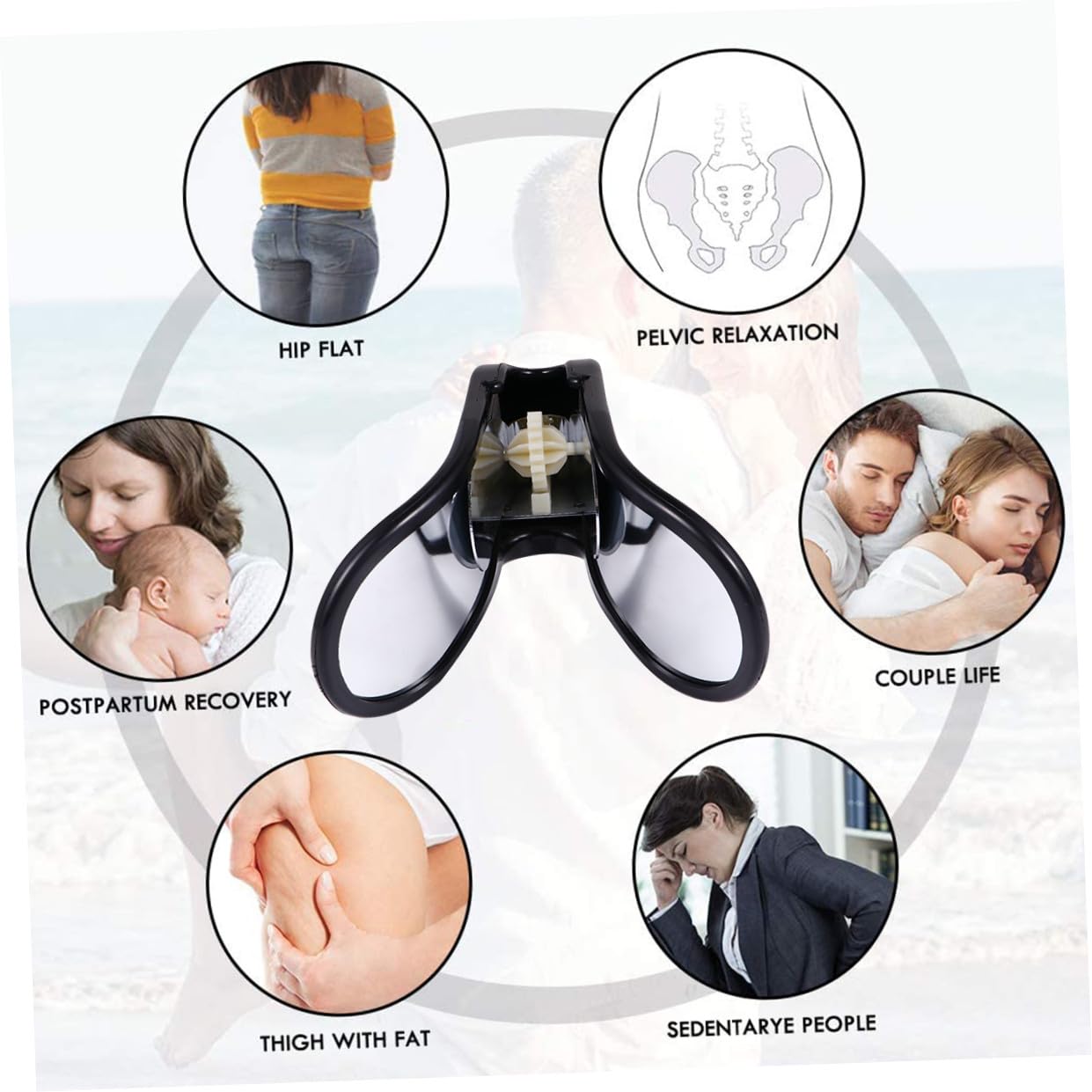 GANAZONO Entrenador de Glúteos Ergonómico Negro, Ejercitador de Músculos Cadera, Material Duradero, Ligero para Entrenamiento en Casa y Fortalecimiento Muscular