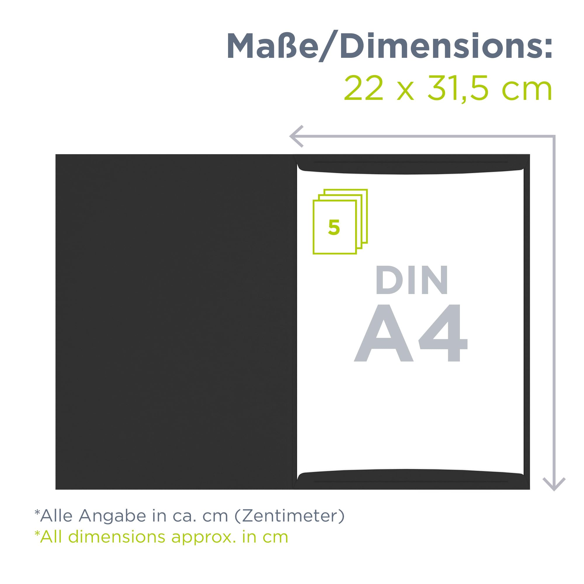 12 x Urkundenmappe für A4 schwarz, FSC® MIX 70%, hochwertige, stabile Dokumentenmappe 320g/m² Karton, Made in Germany, Kondolenzmappe, Zeugnisse, Zertifikate, Auszeichnungen, vom Hersteller Werbegrün