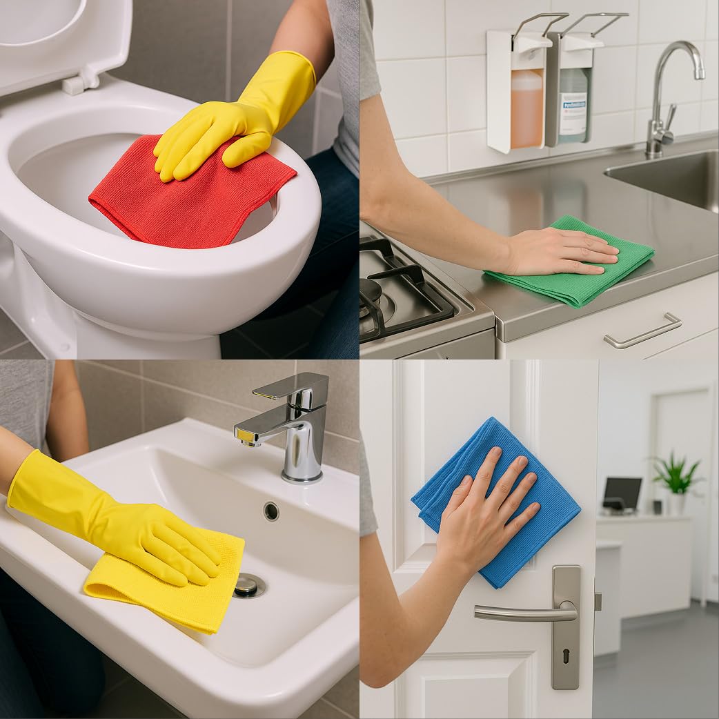 G.I.V. 100er Premium Microfasertücher Gelb 40x40cm 300gsm - Reinigungstücher hygienisch, fusselfrei & saugstark - gelbe Putztücher ideal für Waschbecken, Spiegel, Dusche & Bad - 4-Farb-System Lappen