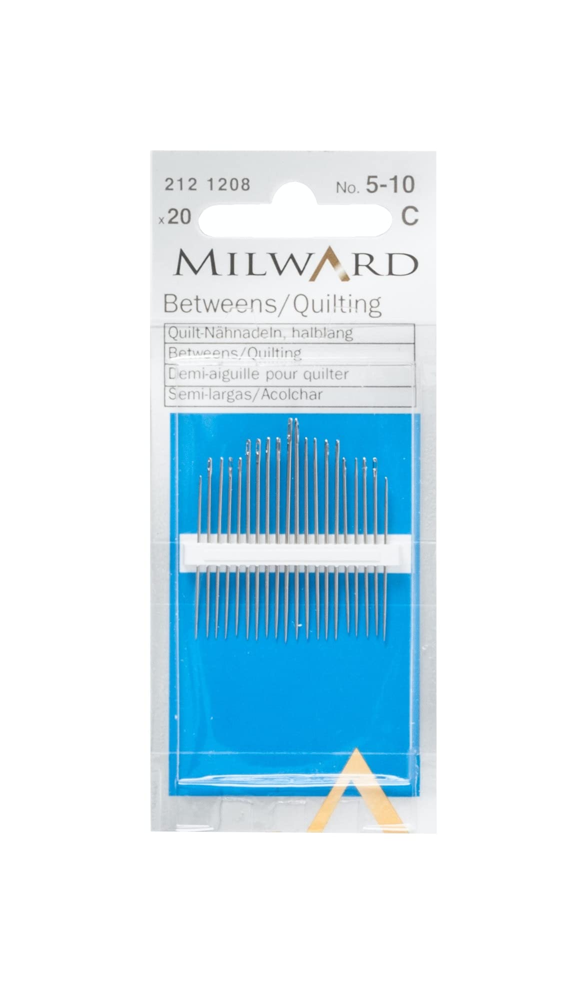 Milward Betweens/Quilting Hand Sewing Needles, Silver, Nos.5-10