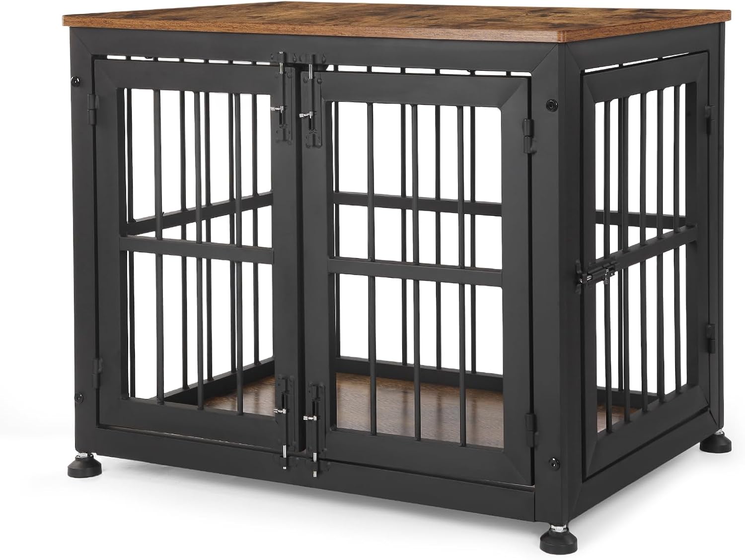 32 Inch Heavy Duty Dog Crate Furniture for Medium and Small Dogs, Decorative Pet House End Table, Wooden Cage Kennel Furniture Indoor with Three Doors, Sturdy Dog Cage for Anxiety Dog, Rustic Brown