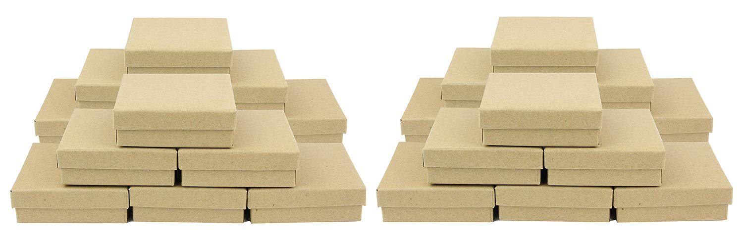 Emartbuy Set of 48 Brown Cardboard Jewellery Pendant Boxes, Ring Boxes, Gift Box for Anniversaries, Weddings, Birthdays Size - 9 cm x 9 cm x 3 cm — image 1
