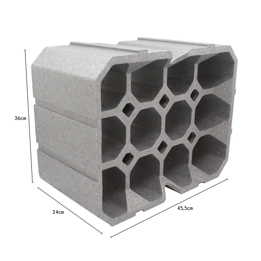 Box and beyond - Lot de 4 Casiers à Bouteilles - 45,5 x 36 x 24 cm - Polystyrène Gris - 12 Compartiments - pour 48 Bouteilles - Empilable - Rangement, Stockage - Garage, Cellier, Cave - Style Moderne