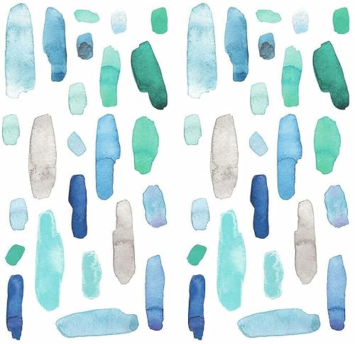 Roommates Rmk4580Scs Cool Watercolor Swatch Peel And Stick Wall Decals,Blue, Aqua, Teal, Gray #TOP19