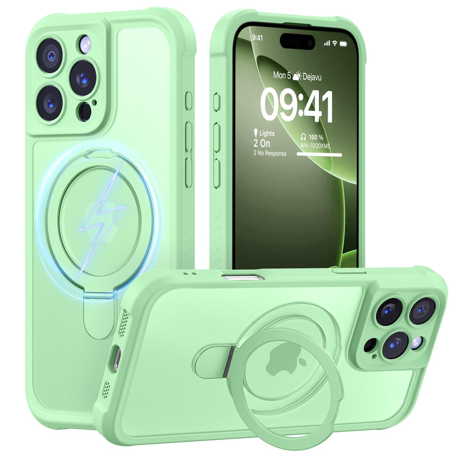 MOCCA Magnetic for iPhone 16 Pro Case with Stand,Matcha Green