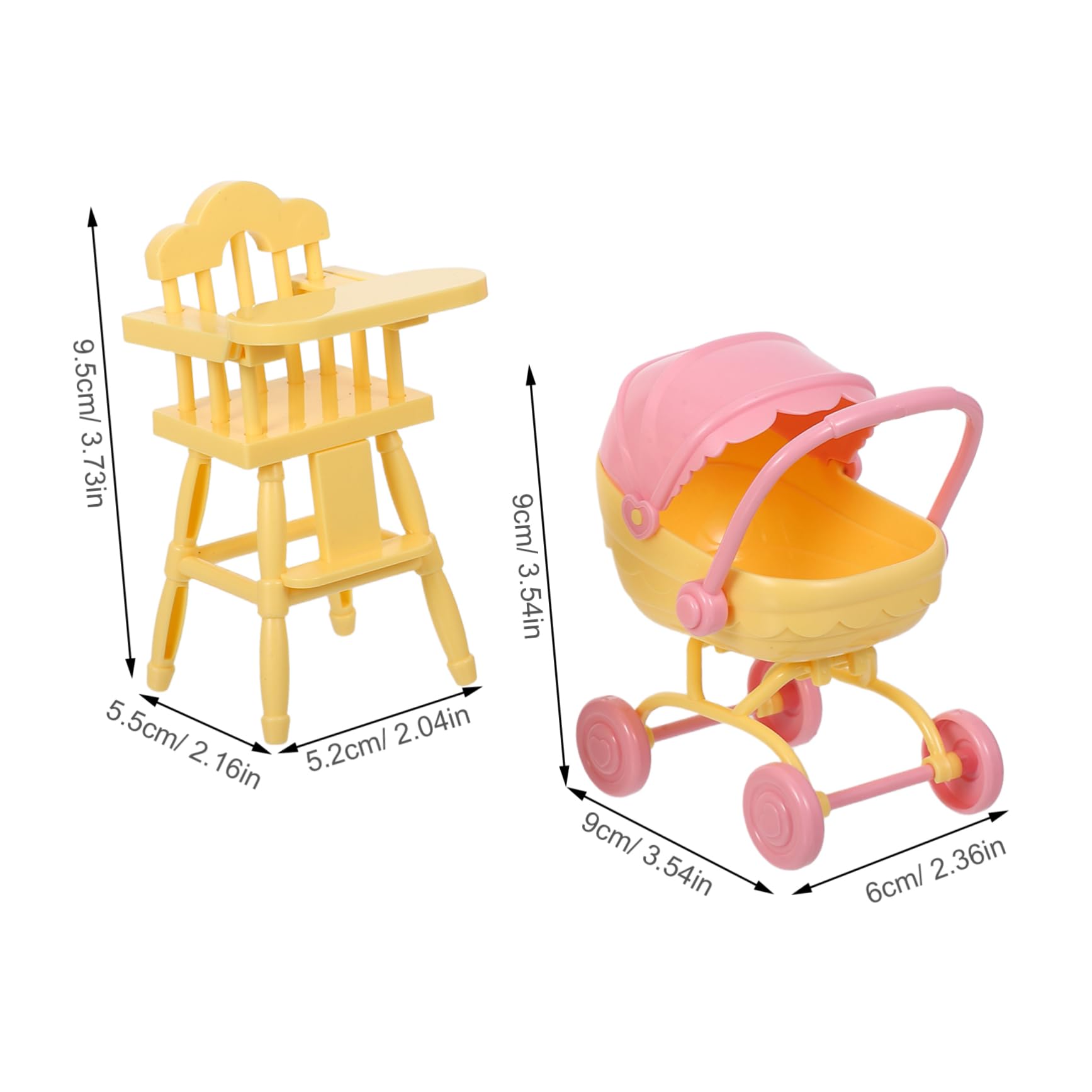 JOINPAYA Miniature Doll Accessories with Realistic Stroller and Highchair Compact Pretend Play Nursery Furniture for Dollhouses Space Saving Design for Imaginative Play - Image 2