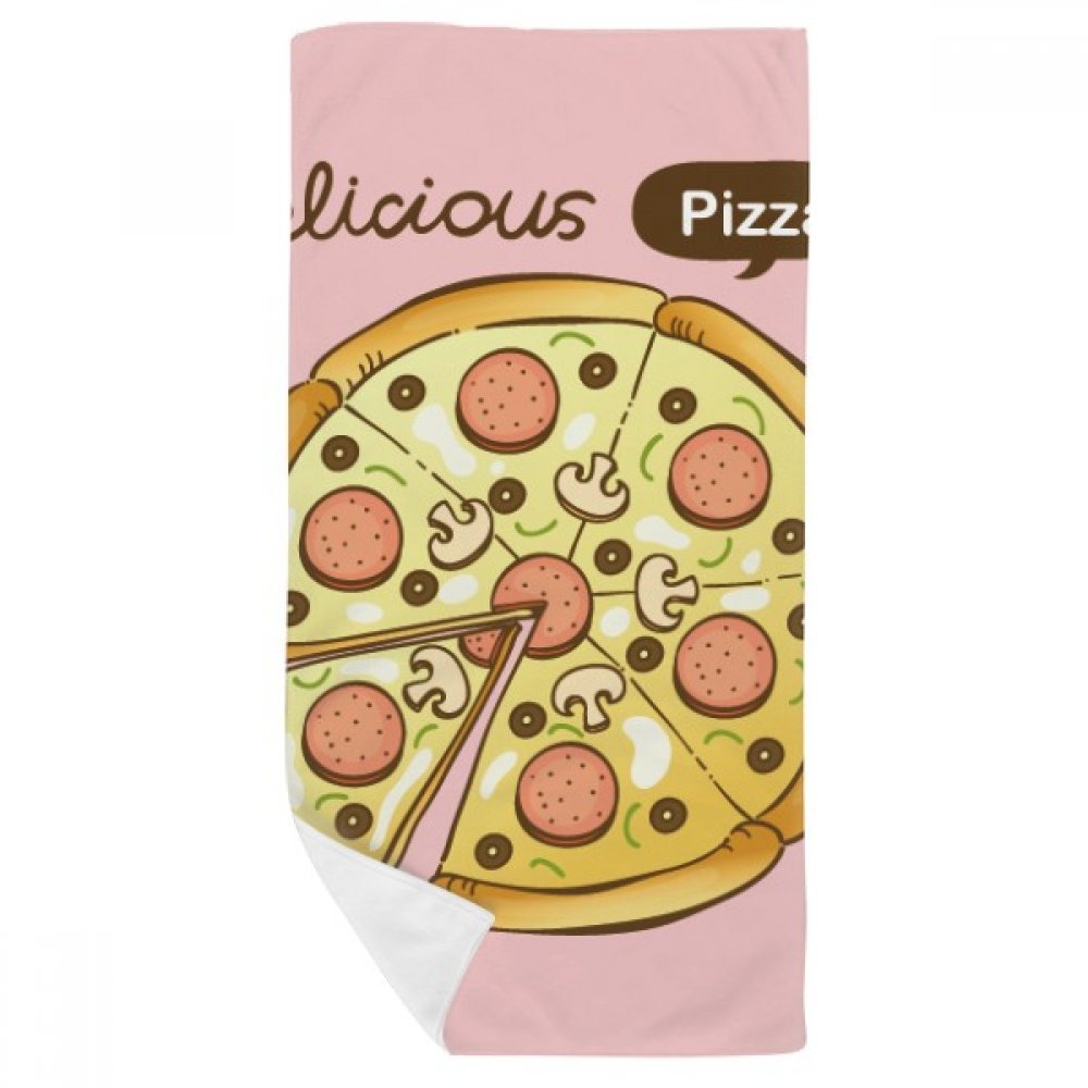 Serviette de bain pizza multicolore 35x70cm texture ultra douce