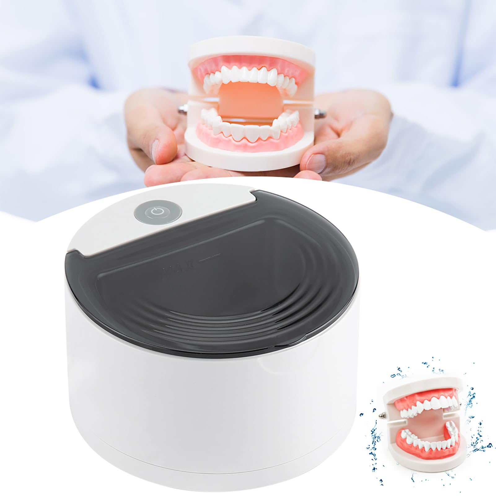 Appareil de Nettoyage de dentier Nettoyeur ultrasonique de dentier Soin Professionnel de prothèse de Machine de Nettoyage de Garde de Bouche de retenue Professionnel nettoyant protège-Dents (EU Plug)