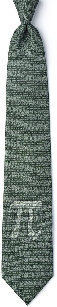 Men's Green Microfiber Pi Symbol to the 50th Decimal Mathematics Math Nerd/Geek Novelty Tie Necktie