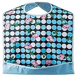 BauGaa Lätzchen - Erwachsenen Latz I Wasserabweisend mit Auffangschale und Druckknopfverschluss I Abwaschbarer Kleiderschutz für Senioren und Erwachsene I Groß, Wiederverwendbar, Blau-Weiß Rosen