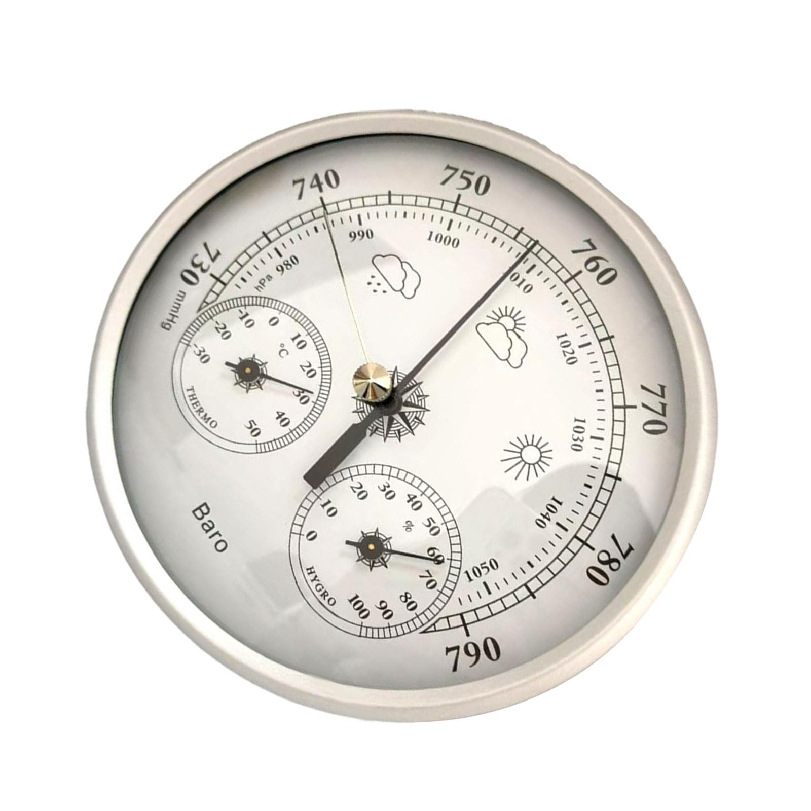 Barometers Thermometers Hygrometer Anglers Weather Companion 130mm Gauge for Humidity Temperature Pressure Stainless Steel Barometers for Outdoor Fishing