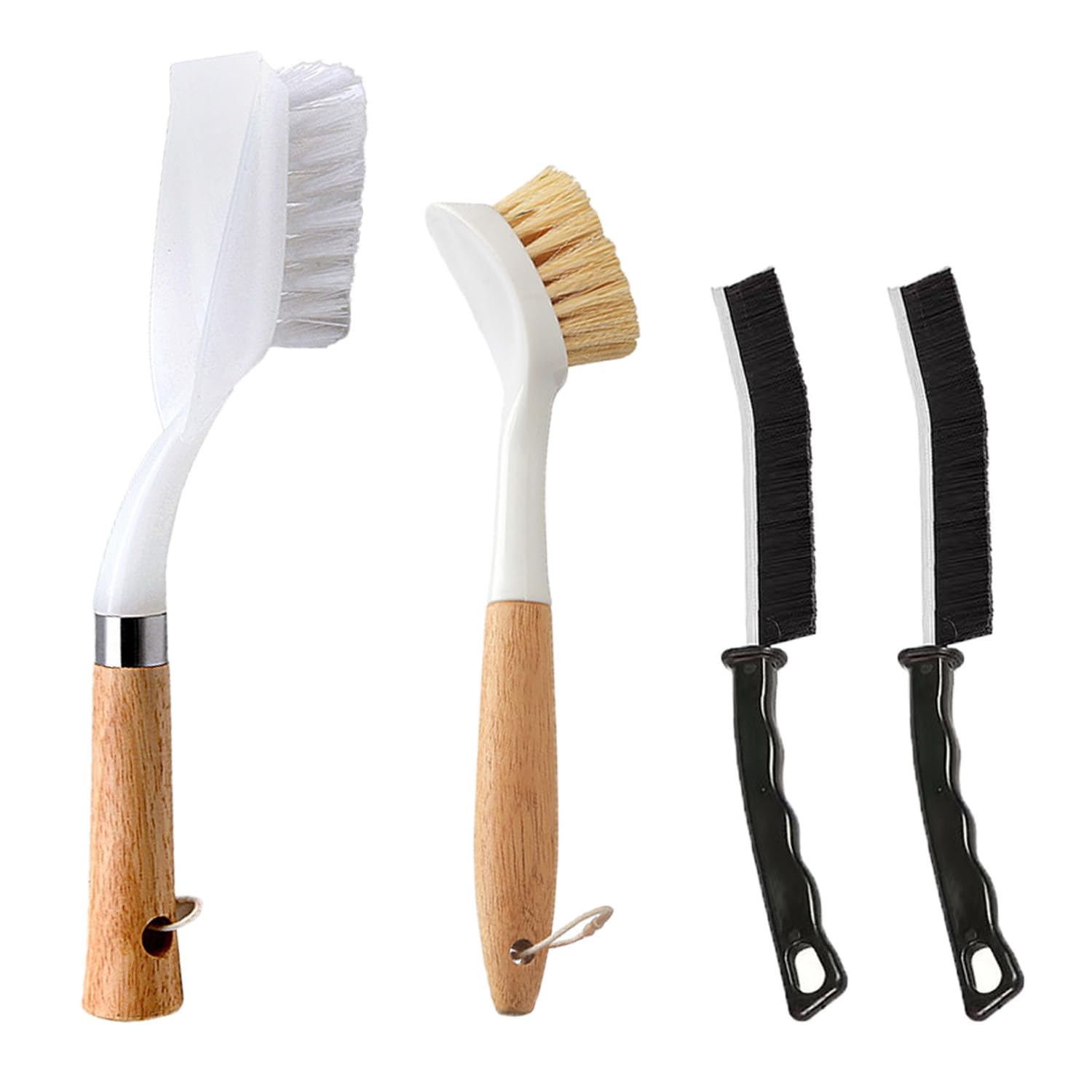 Kitchen Brush Set for Cleaning Dish, Pot, Pan, Sink and Stove, 4 Pcs 3 Kind of Different Scrubber Include 2 Pcs Crevice Brush, Great Cleaning Tools for Cook