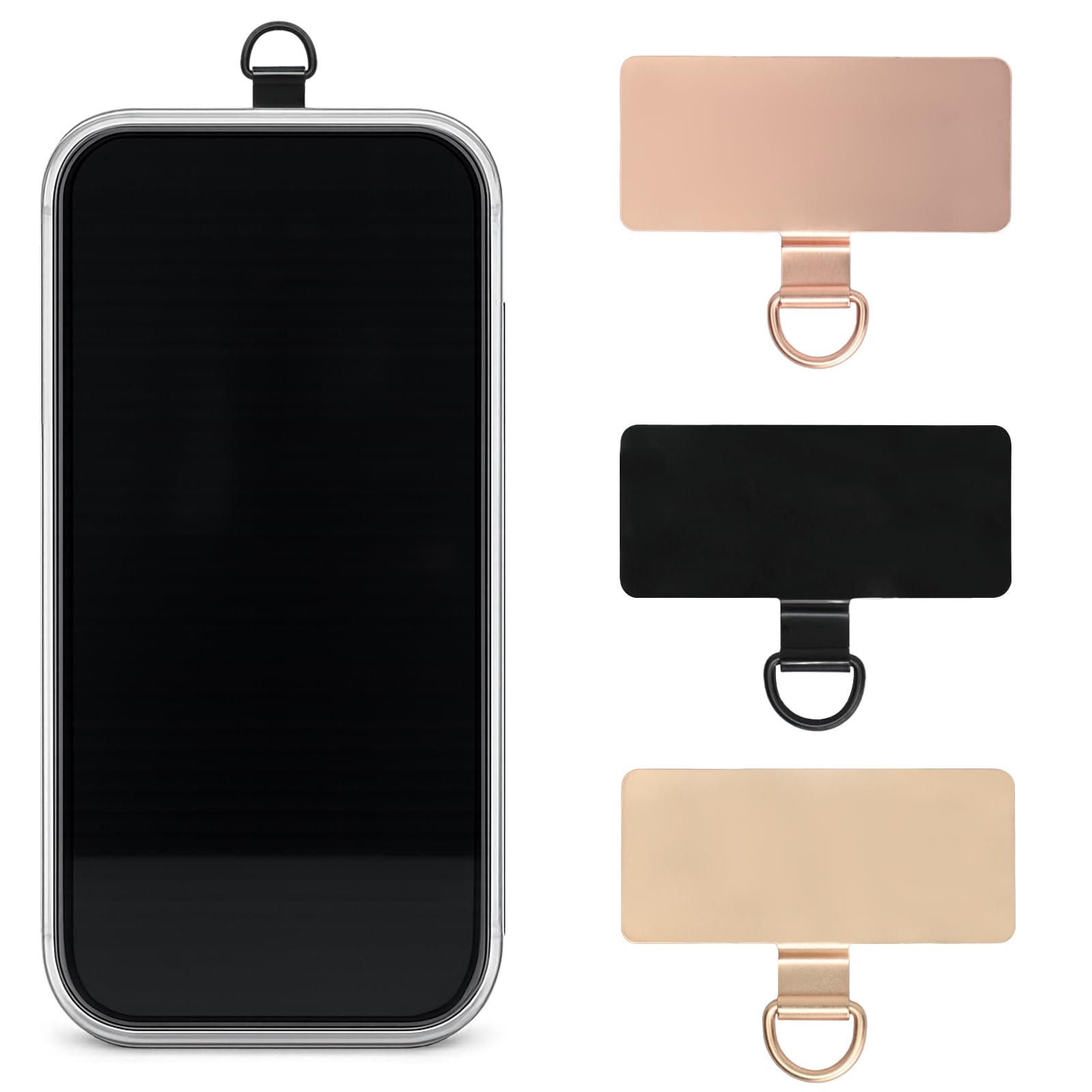 Languettes universelles d'attache de téléphone - Lanière fine de rechange pour coque intégrale (or, noir, or rose)