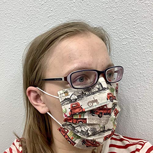 Pleated Pecan Brown Face Mask Mountain Camping Moose Wolf Elk Bear, 100% Cotton Batik Cloth, Nose Wire Filter Pocket Washable, Adjustable Ear Around Head Elastic Fabric Tie, Unisex Man Woman Child #TOP3