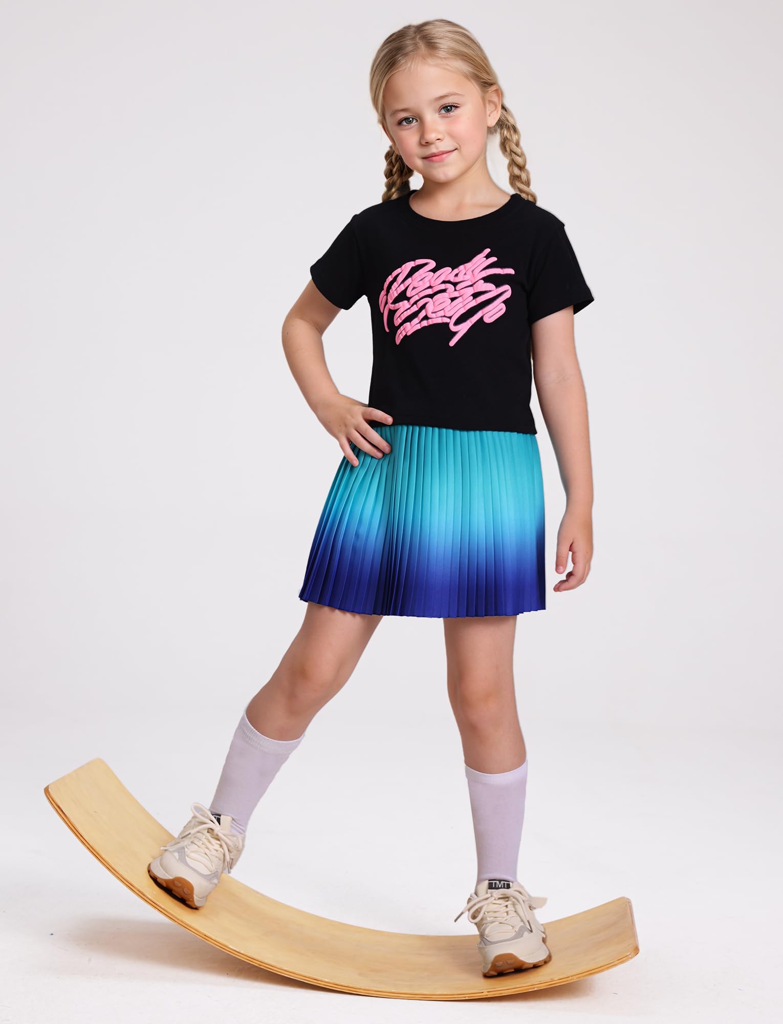 SEAUR Mädchen Tennisrock mit Innenhose Farbverlauf Faltenrock Kinder Skater Rock Sportrock Süß Minirock Sommerrock Golf Skorts 5-12 Jahre