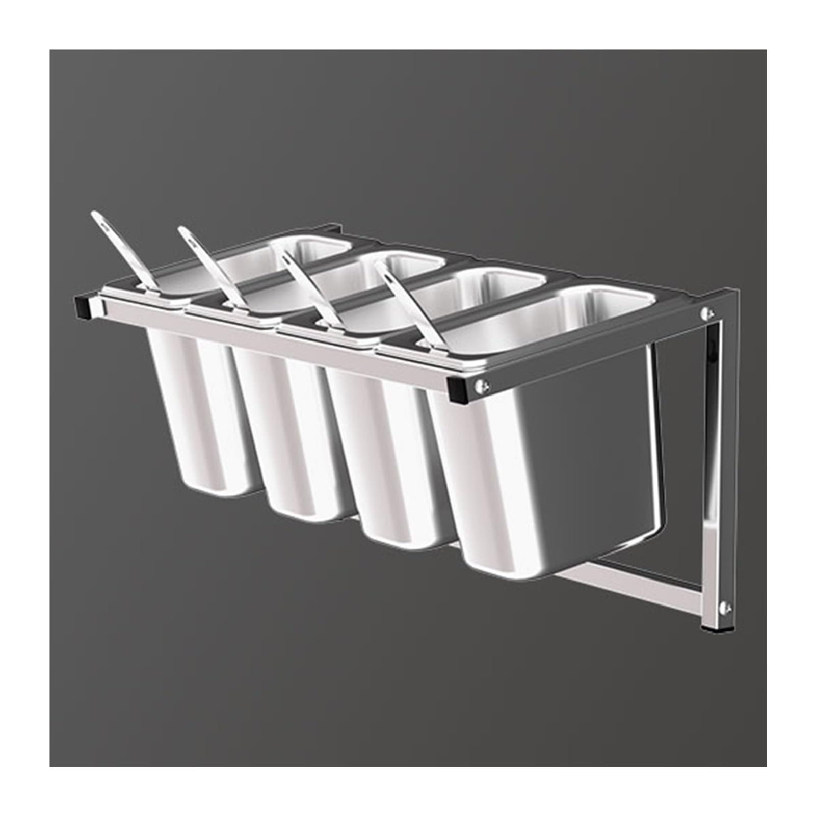 WDSOPK Stainless Steel Wall-Mounted Spice Rack Set, Kitchen Condiment Organizer Shelf for Seasoning, Herbs, and Food Storage - Space-Saving Solution for Buffets and Counters (Silver a)