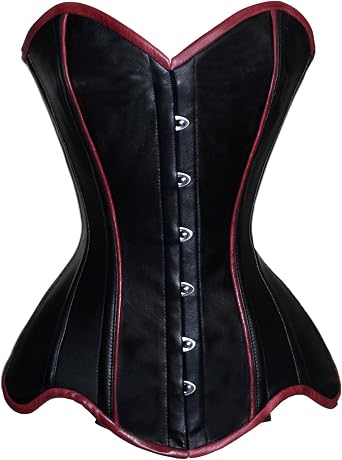 Heavy Duty 26 Double Steel Boned Waist Training Genuine Leather Overbust Tight Shaper Corset #8460-A-LE