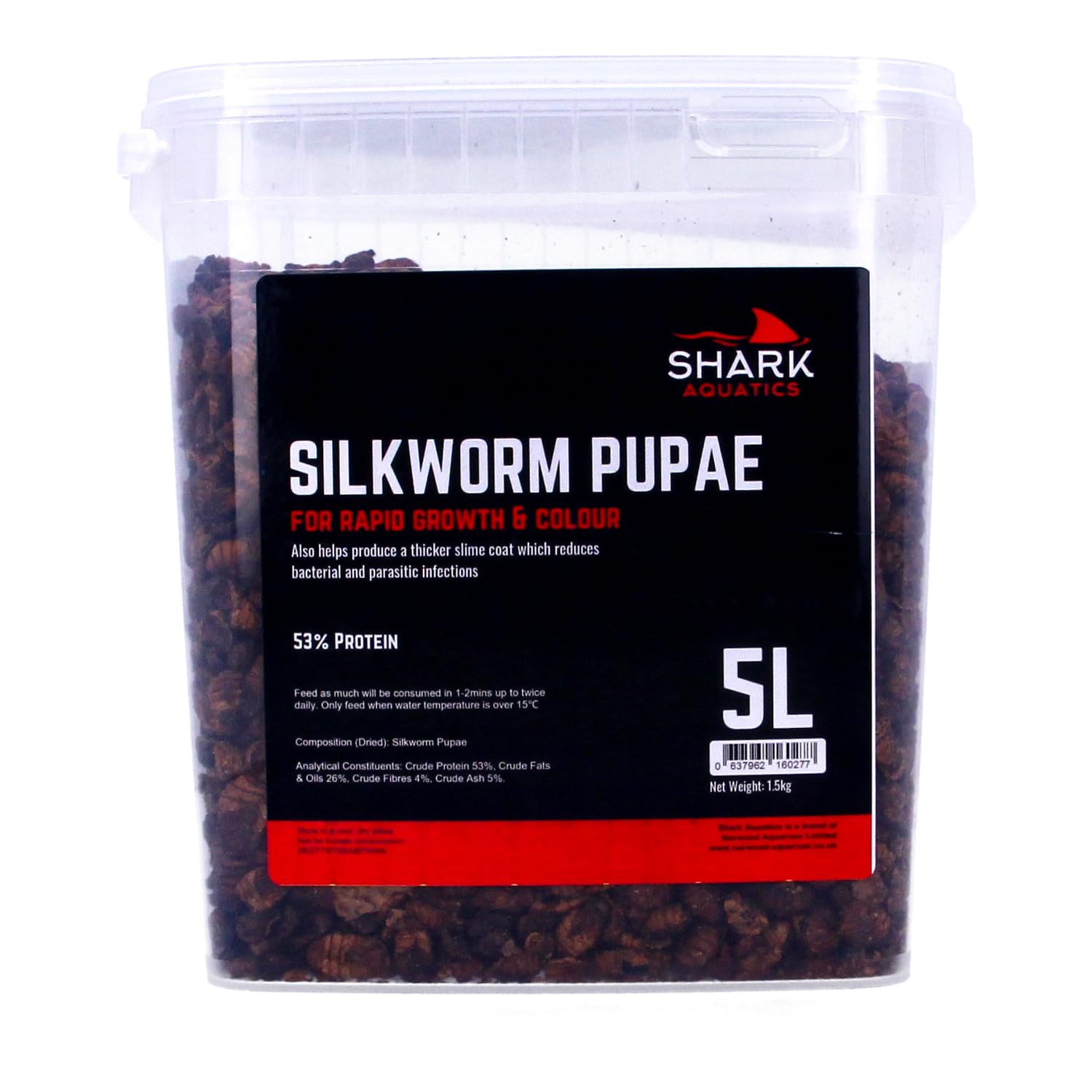 Shark Koi Pond Treats Silkworm Insect Food for Fish 5L