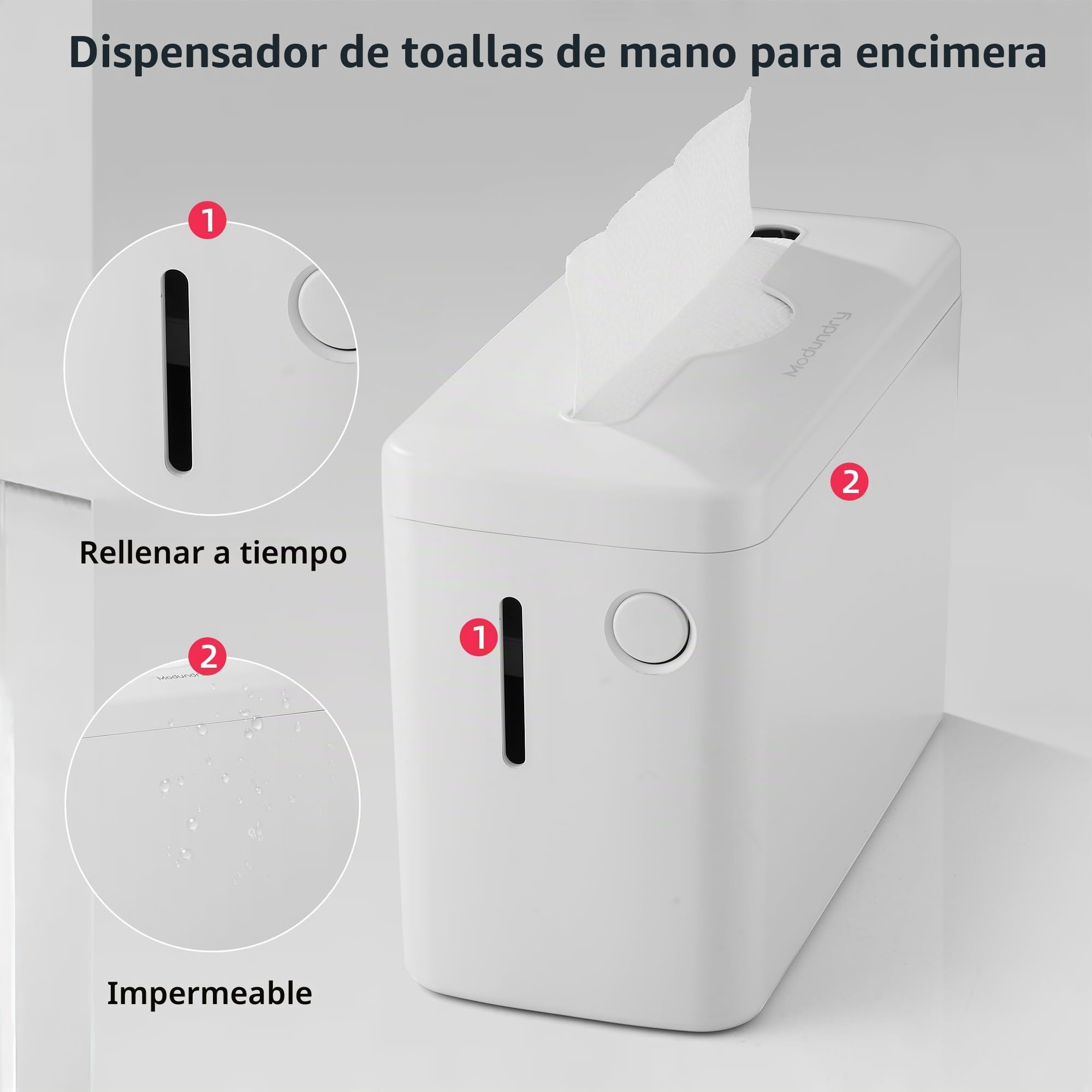 Dispensador de Toallas de Mano Entreplegadas para Mostrador, Dispensador de Papel Secamanos, Dispensador de Papel Toalla Plegado Comercial y Hogar, Blanco