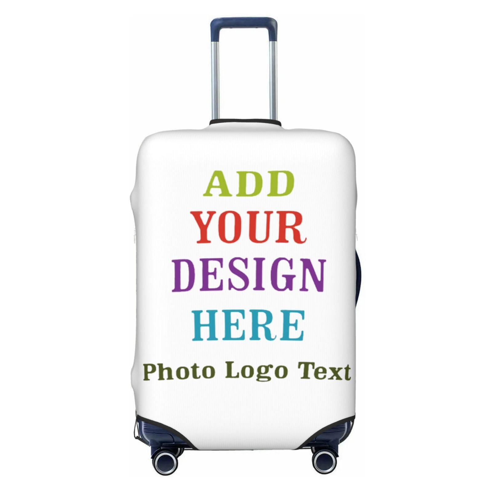 Personalized Suitcase Cover with Photo Text Personalized Elastic Luggage Cover for 18~32" Suitcase Customized Design Washable Anti-Scratch Baggage Cover Travel Suitcase Protector (Medium)