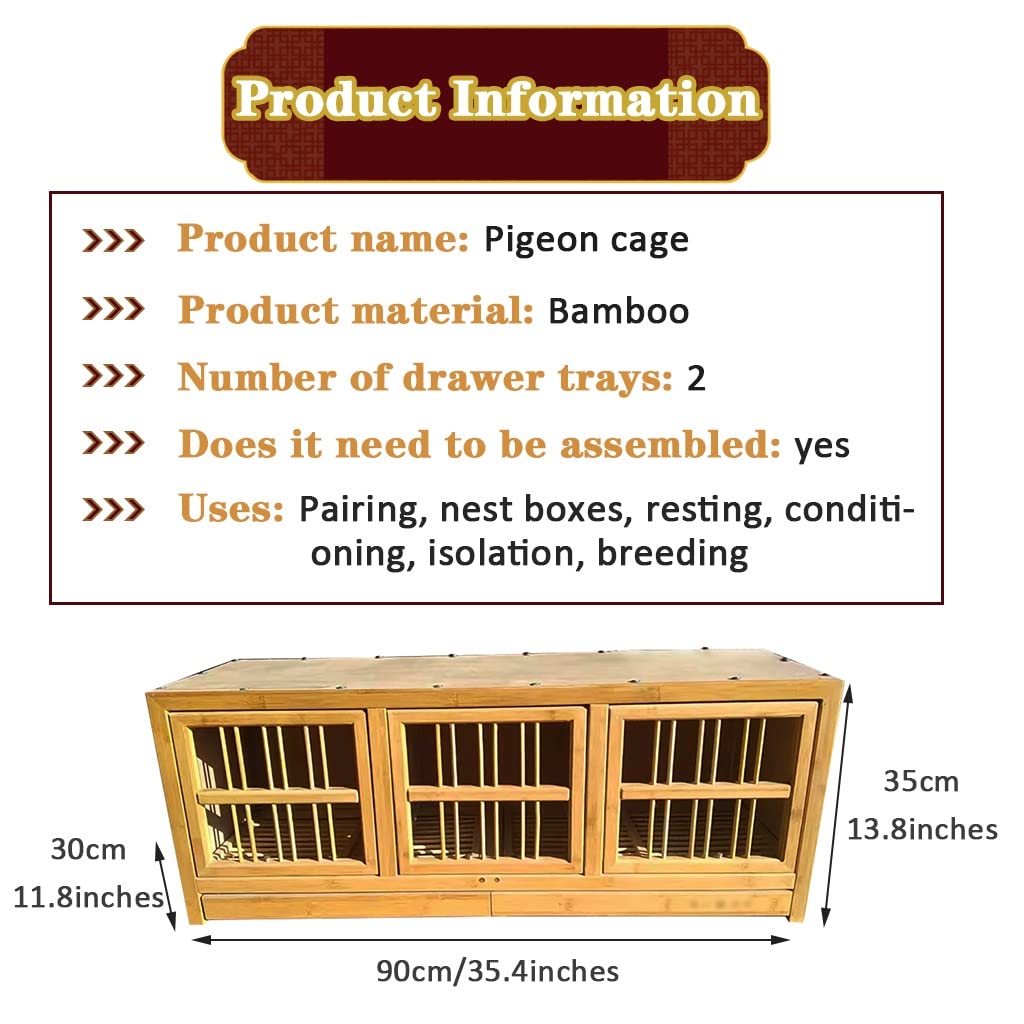 Jaula de Palomas, Jaula para Palomas de Carreras de 35 Pulgadas y 3 Puertas, Cajas Nido de Paloma Grandes Apilables, Jaula para Pájaros de Doble Cajón Fácil de Limpiar (Color : 90cm*1)