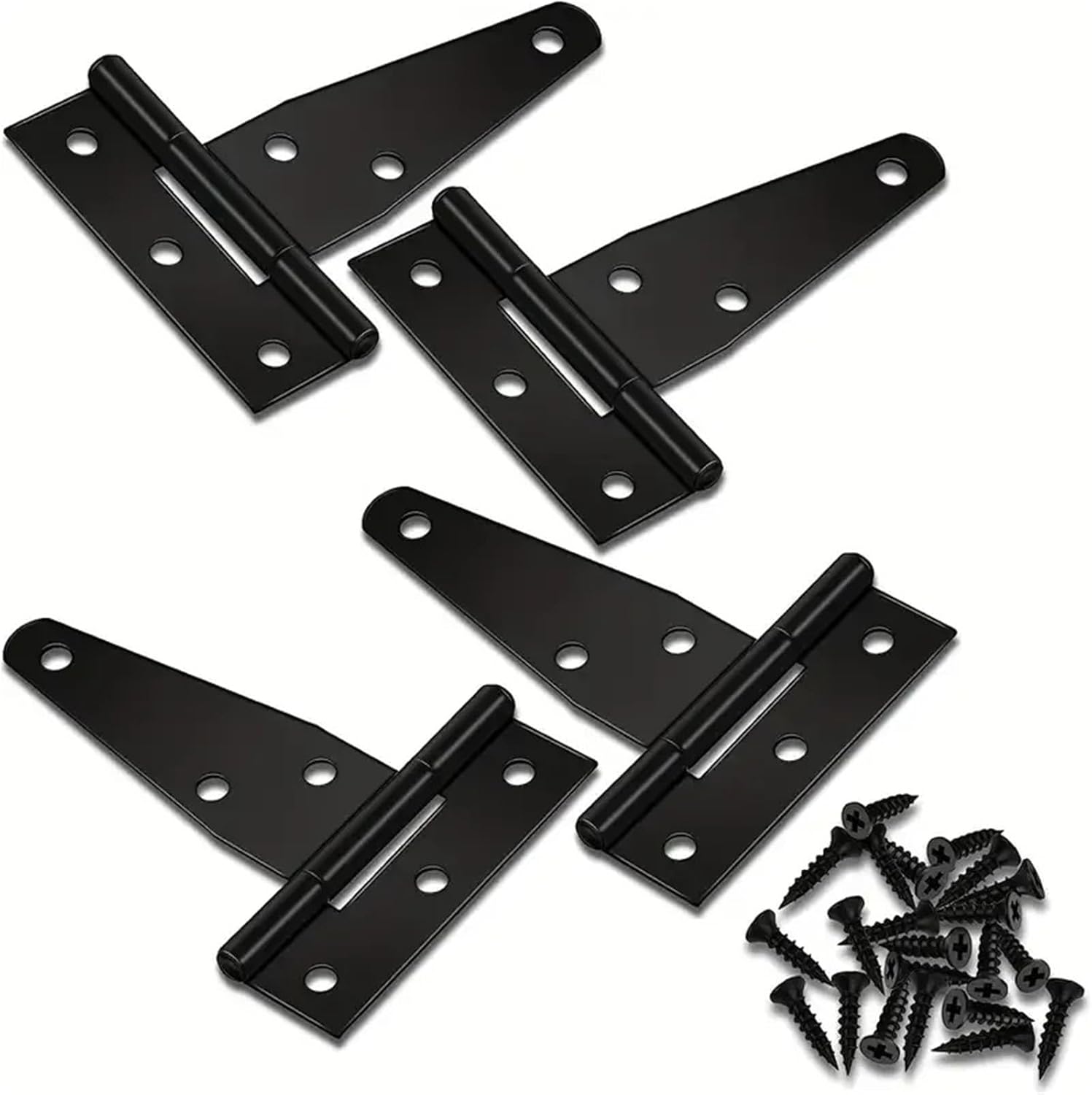 Door Hinge 50Pcs T-Hinge Gate Shed Hinges in Black, 3 Inch Door Barn, Heavy Duty T-Strap for Door