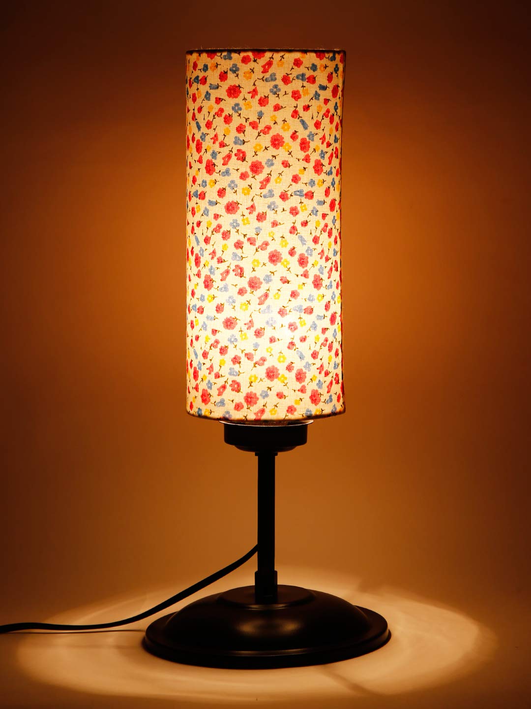 Devansh Cylindrical Multi Cotton Shade Table Lamp with Black Base (Size : 6.75x6.75x16.1 Inches) 2