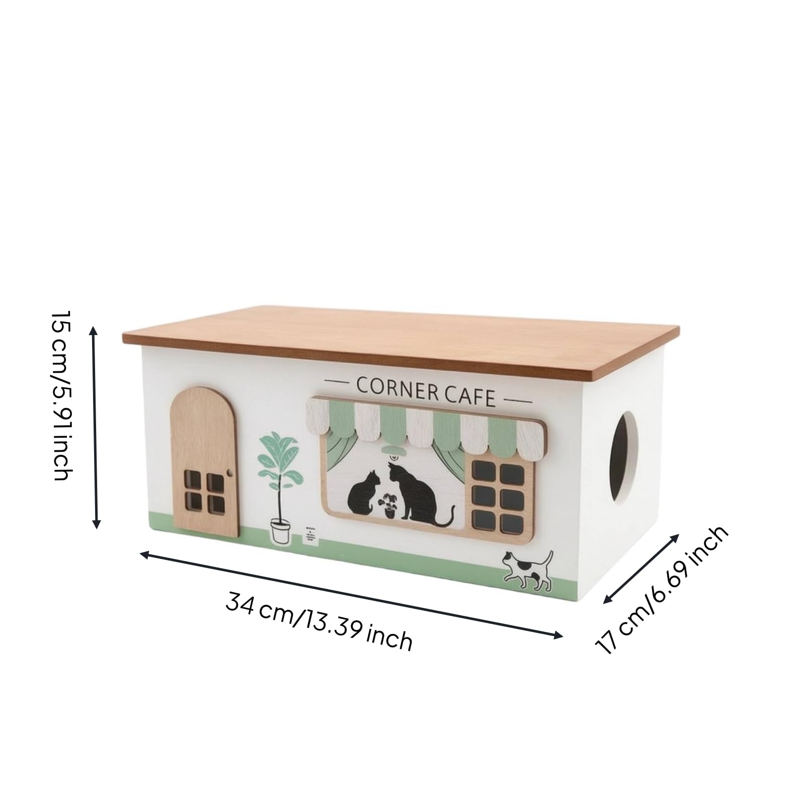 Qianly Scatola Passacavi da Scrivania in Legno | Passacavo, Scatola per Multipresa con Coperchio, Comodino, Bianco, L