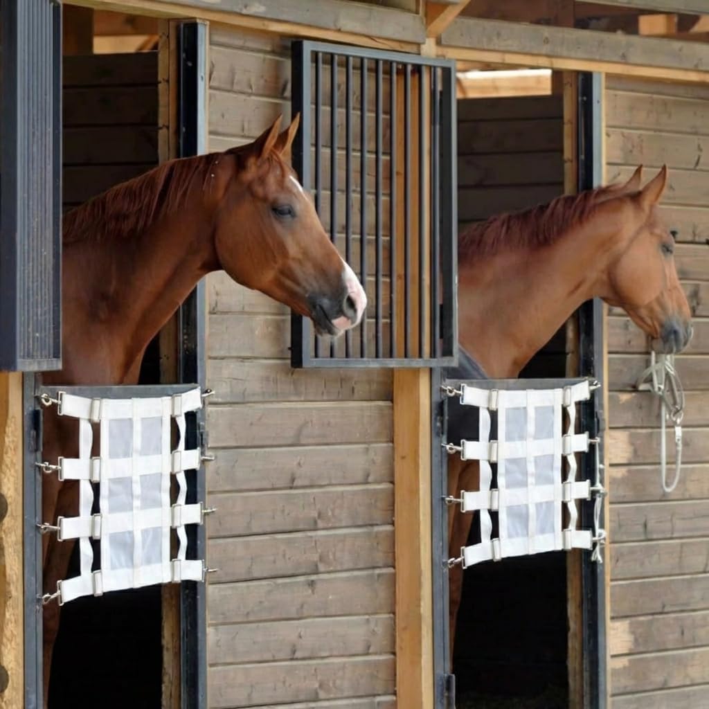 Southwestern Equine Premium Nylon Stall Guard for Horses (White-Closed)