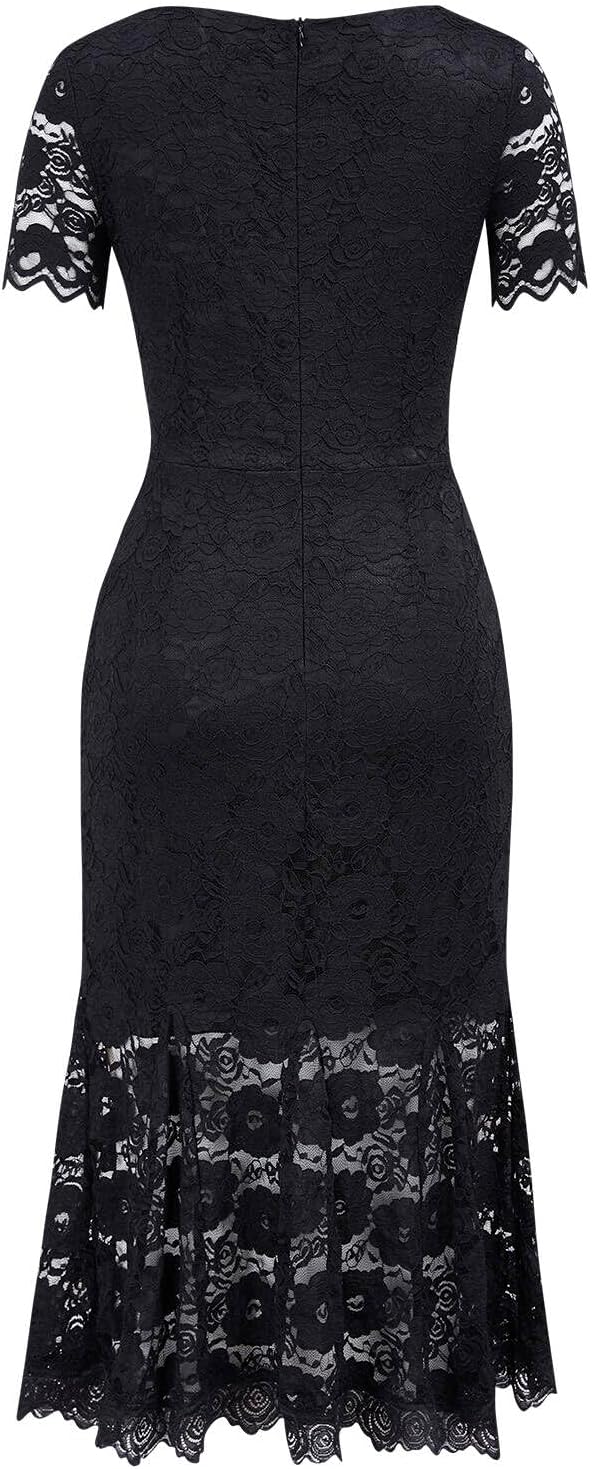 Viwenni Women's Vintage Lace Wedding Guest Formal Cocktail Dresses - Image 3