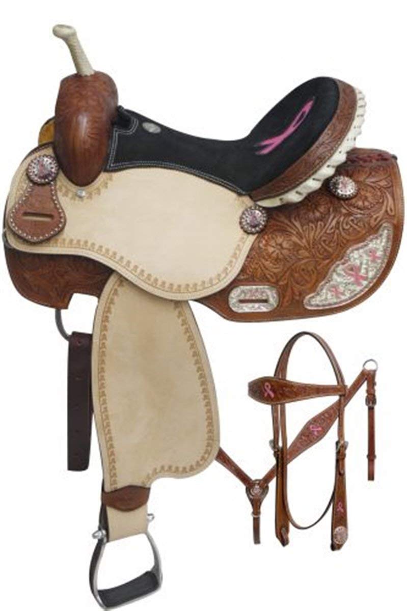 D&L Saddlery Handmade Premium Leather Comfort Western Barrel Racing Horse Saddles for Horses Trail Equestrian Tooled Carved Horse Saddle for Riding Size: 10"-18" inches Seat Available BL80
