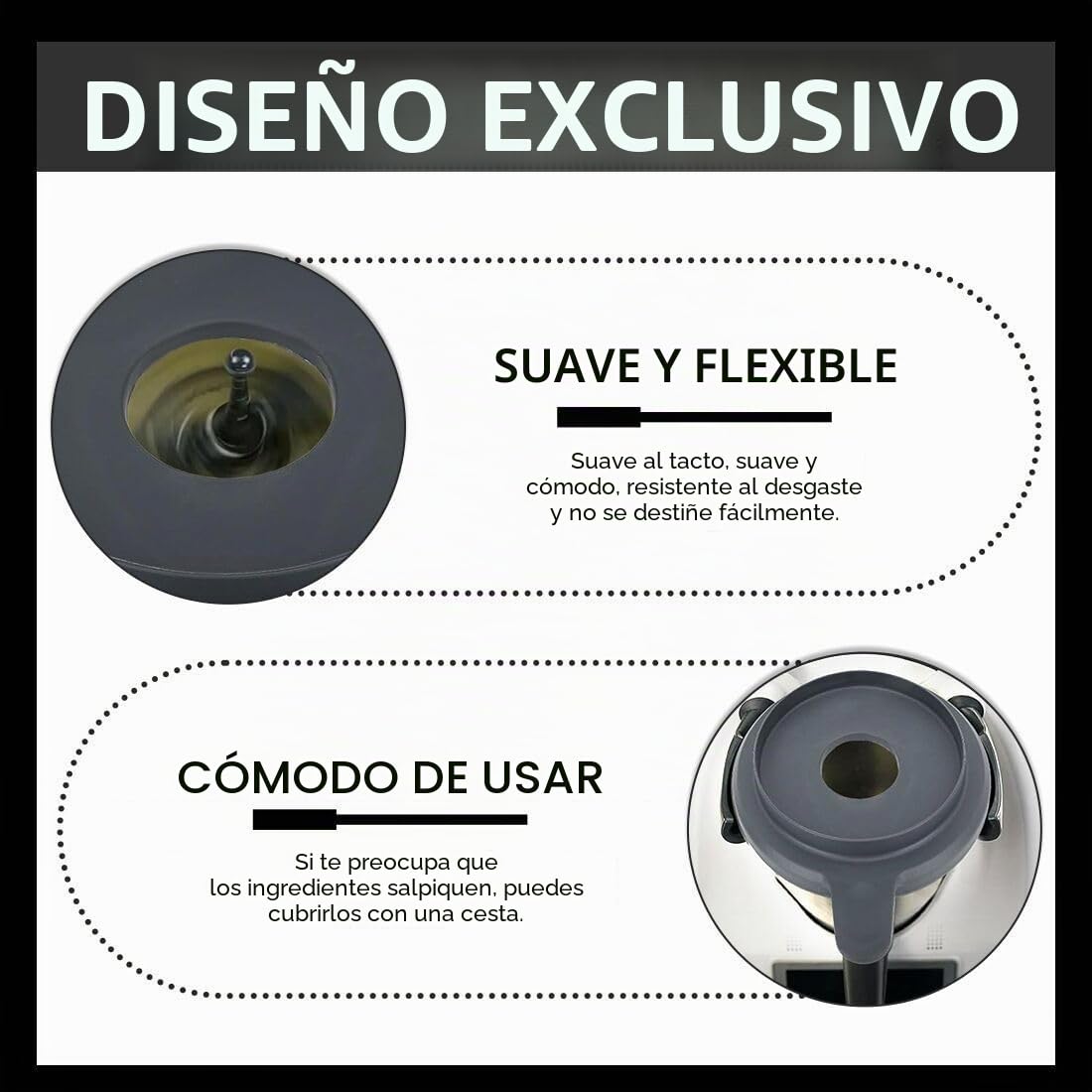 Tapa/tapadera del vaso/jarra con junta de goma integrada, 1 Pieza Tapa Accesorios Compatible con Tm5 / Tm6, se Puede Instalar en Vaso batidora de Mano, Multicolor