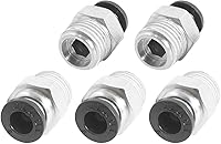 Vista 6 de Paquete de 5 unidades macho 1/8BSP de ajuste rápido – Adaptador de unión recto, accesorios de empuje para conectar, aplicar al sistema neumático