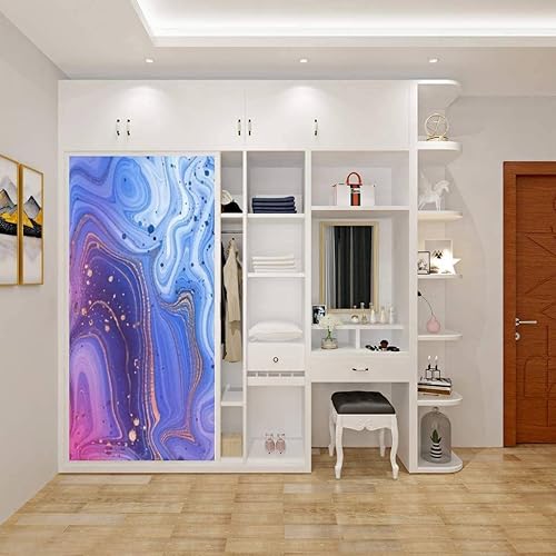 Miniatura 3 de Calcomanía 3D para puerta con diseño de mármol dorado, una hermosa combinación de mármol rosa, azul, dorado, removible, autoadhesivo, calcomanías de