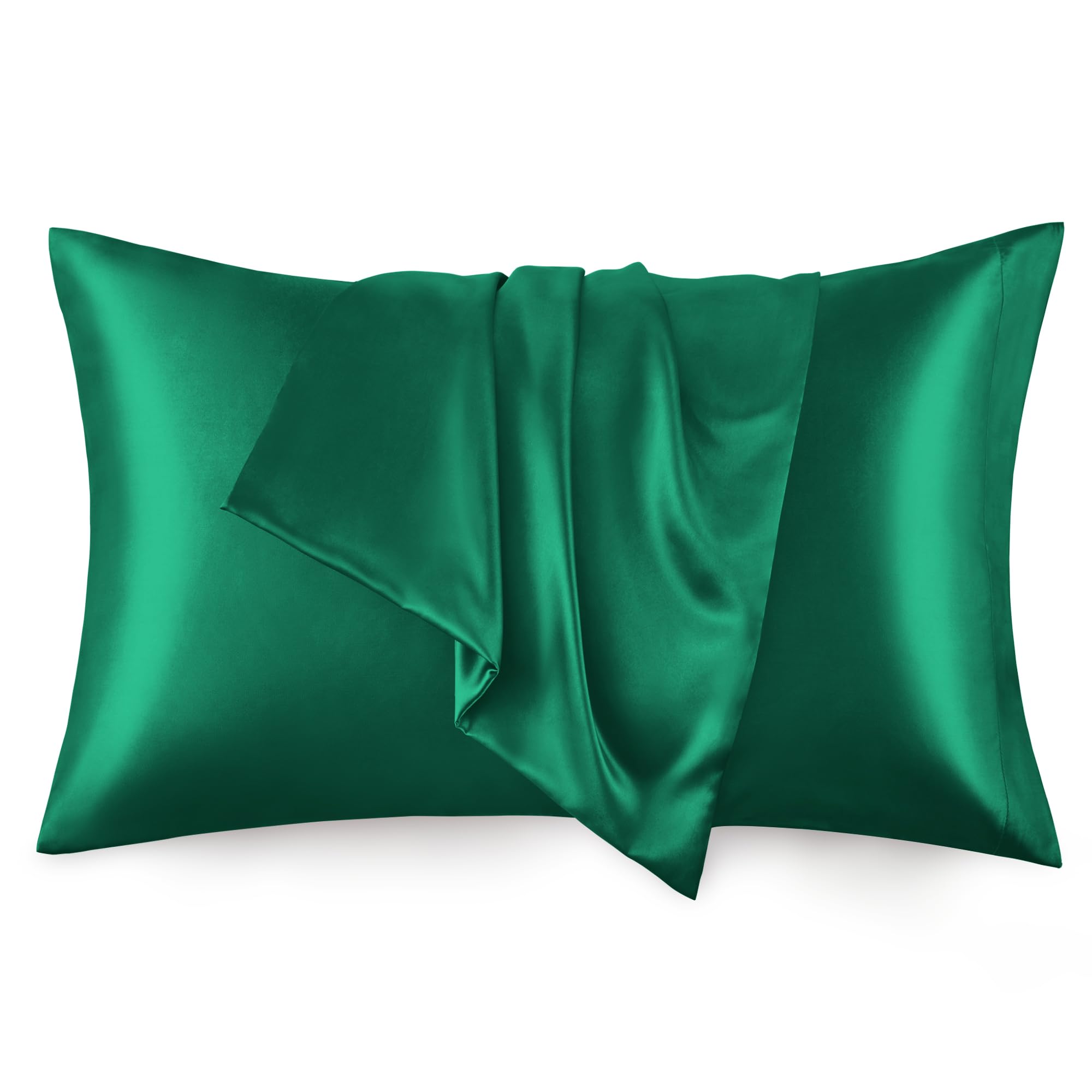 Forest Green Satin Silk Pillow Covers Pack of 2 for Hair and Skin-with Satin Scrunchies for Women 20 x 32 Inches Solid Pillowcovers Silk Scrunchies for Women-image-34