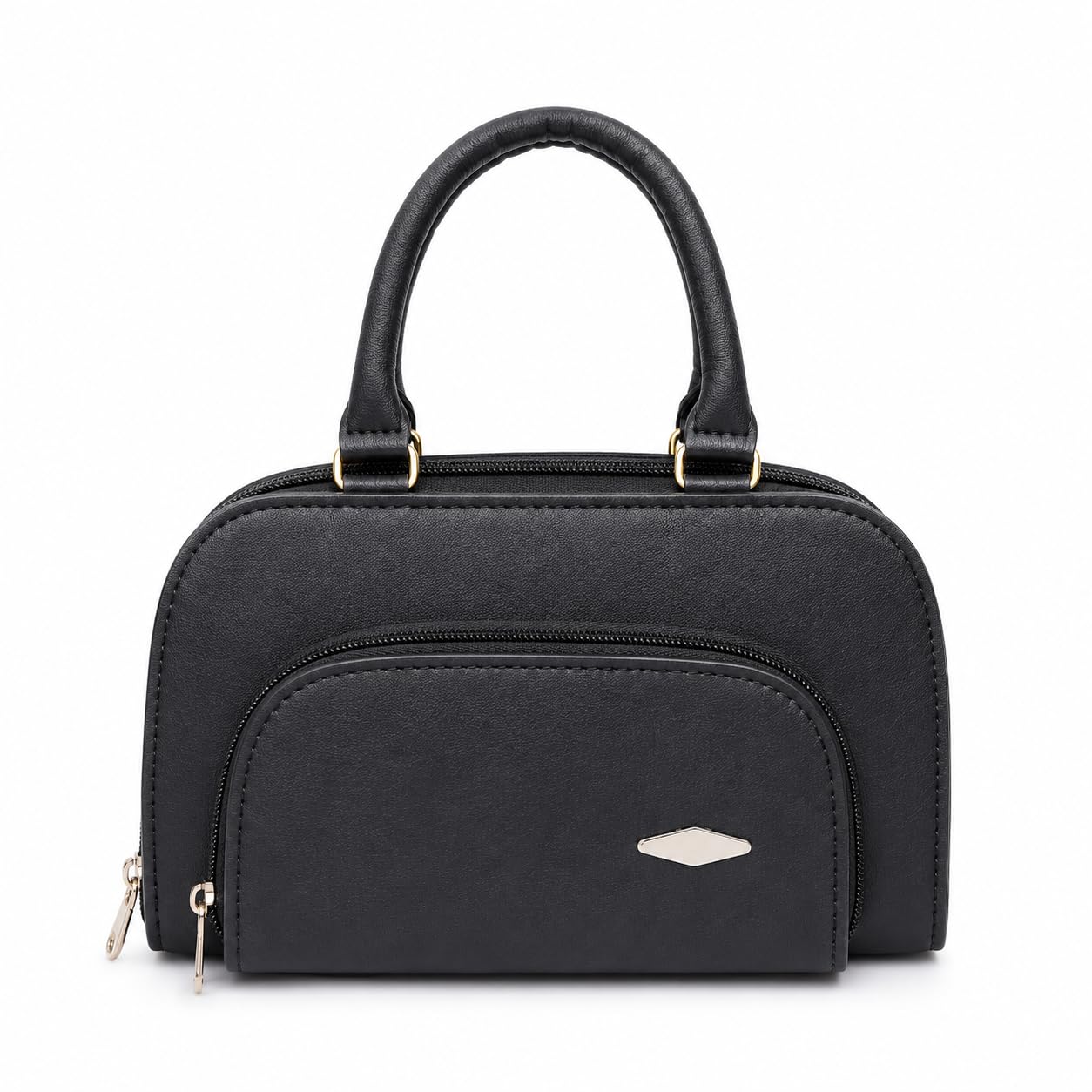 Mini Handbag for Women | 3 Compartment PU Leather Handheld Purse | Stylish Triple Zip Ladies Handbag with Front Pocket | Lightweight Daily Use Bag | Raksha Bandhan Gift for Sister |-image-5