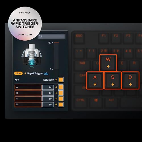 SteelSeries Apex Pro Mini Gen 3 - Gaming Keyboard 60 Percent - Fully Adjustable Hall Effect Switches - Game-Ready Presets - Rapid Trigger, Protection Mode, Rapid Tap/SOCD - German QWERTZ - 7