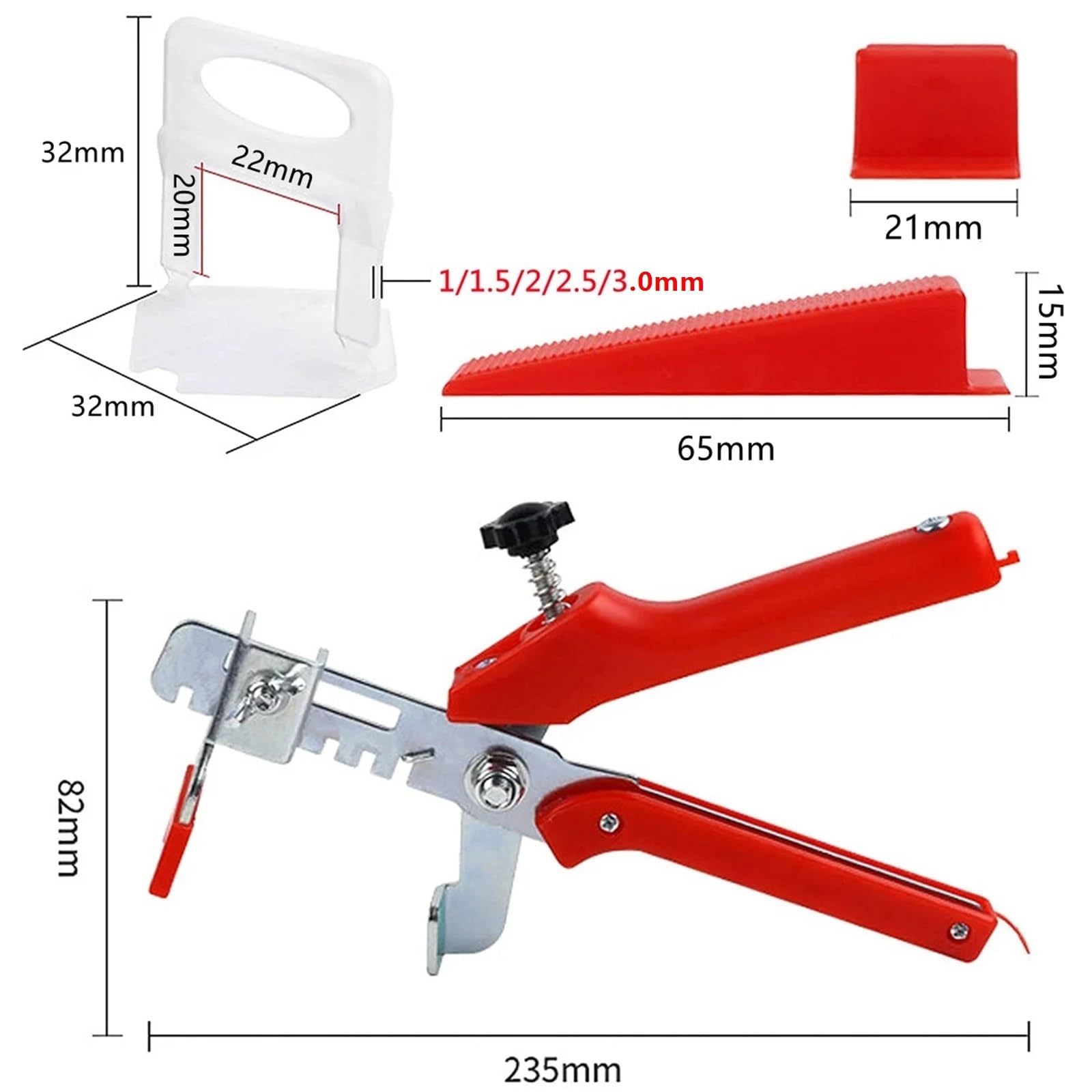 Kit de nivelación azulejos (501 piezas) con 400 clips espaciadores, 100 cuñas y 1 alicate para paredes(1.50MM)