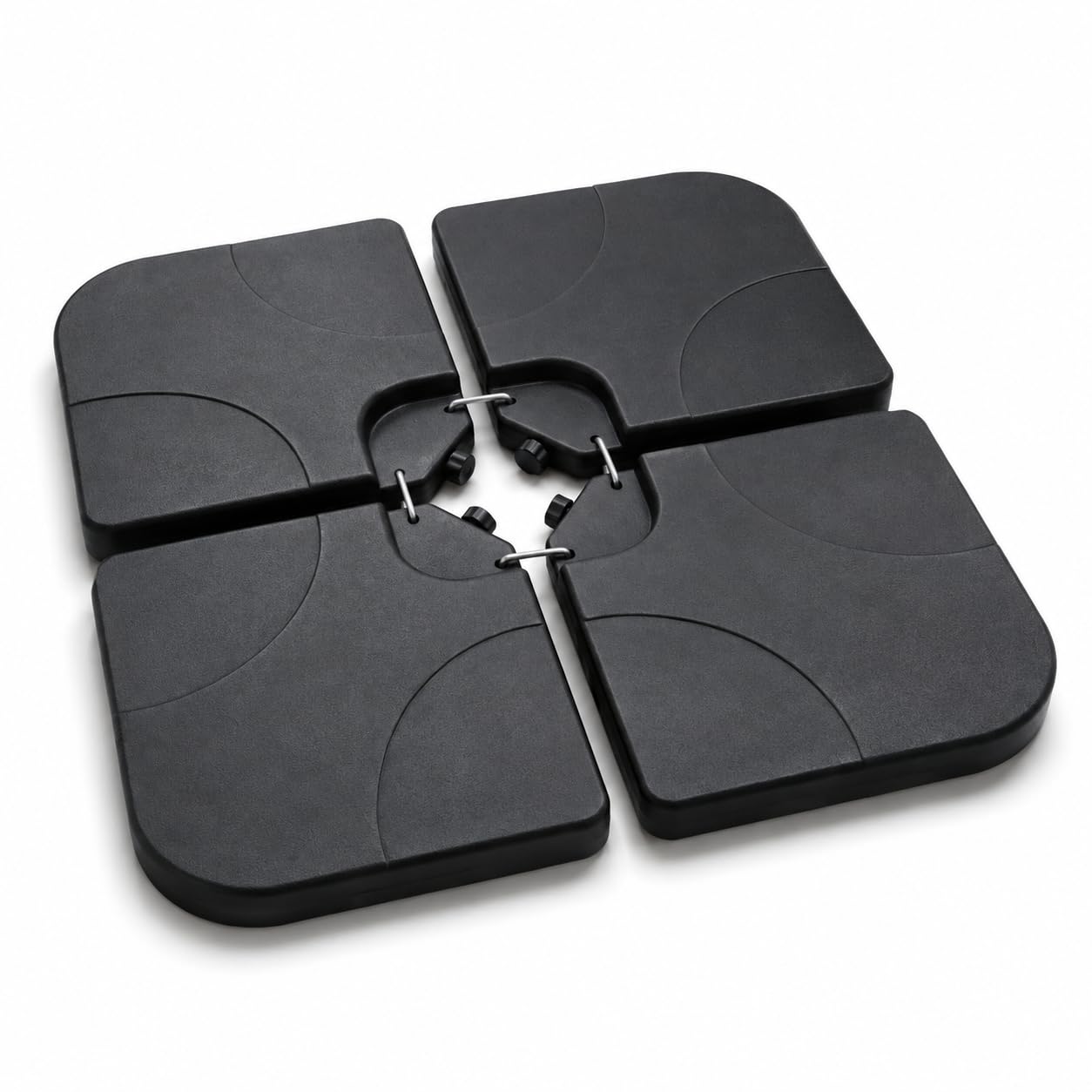 Base para Sombrilla Rellenable Modular 4 Piezas – Pie de Parasol para Agua o Arena, Compatible Mástil Central y Lateral, Negro, Uso Exterior Terraza y Jardín