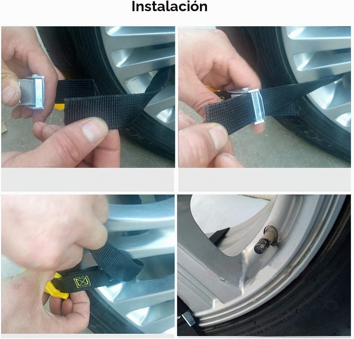 Riloer Cadenas de neumáticos de nieve, 10 cadenas de nieve antideslizantes para coche, para nieve, barro y arena, cadenas universales de neumáticos de invierno con bolsa de almacenamiento