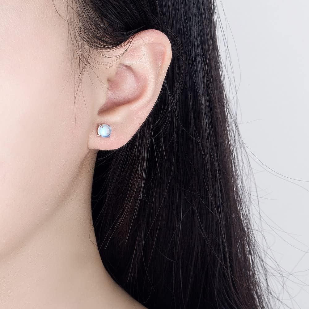 Prismata Moonstone/Opal/Turquoise Earrings Stud for Women 925 Sterling Silver Moonstone/Opal/Turquoise Stud Earrings Trendy Jewelry Gifts for Women Mom Her