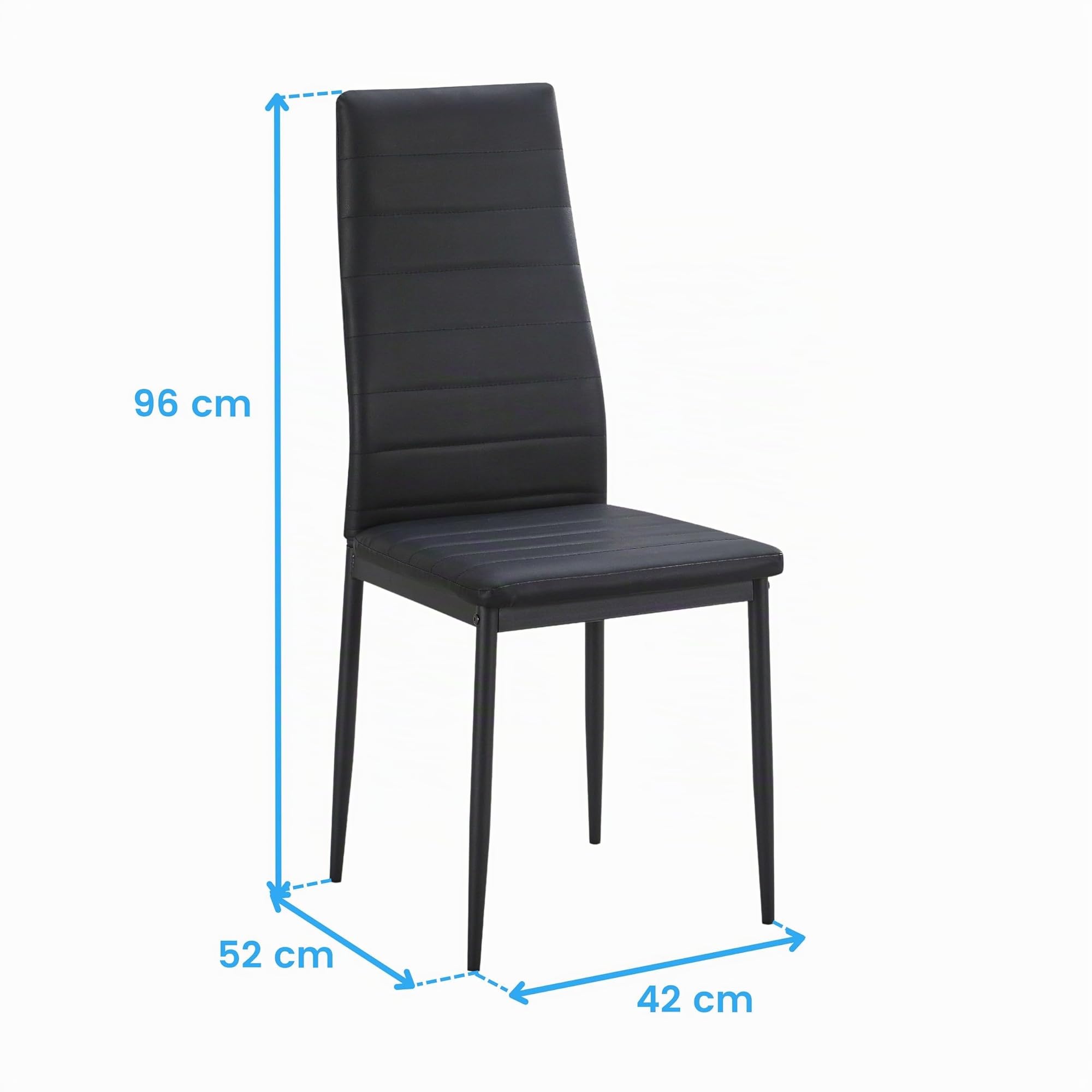 Miroytengo Pack de 4 Sillas Avat para Salón Comedor Estilo Moderno en Color Negro 42x96x52 cm
