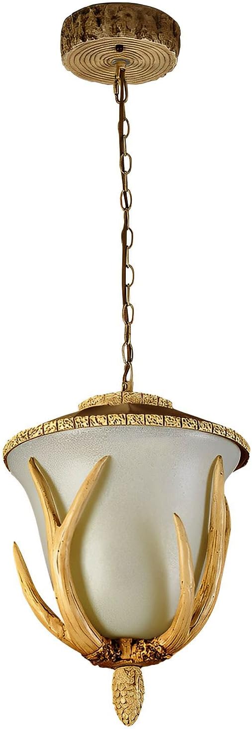 TPMAFF Amerikaanse stijl gewei hanglamp sneeuwvlok glas hangende lamp hars faux herten hoorn boerderij kroonluchter voor eetkamer keuken eiland foyer plafond verlichtingsarmatuur