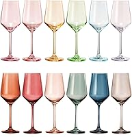 Vista 6 de The Wine Savant Haz tu propio juego de copas de vino individuales, vaso grande de color azul colorido de 12 onzas, estilo italiano alto para vino