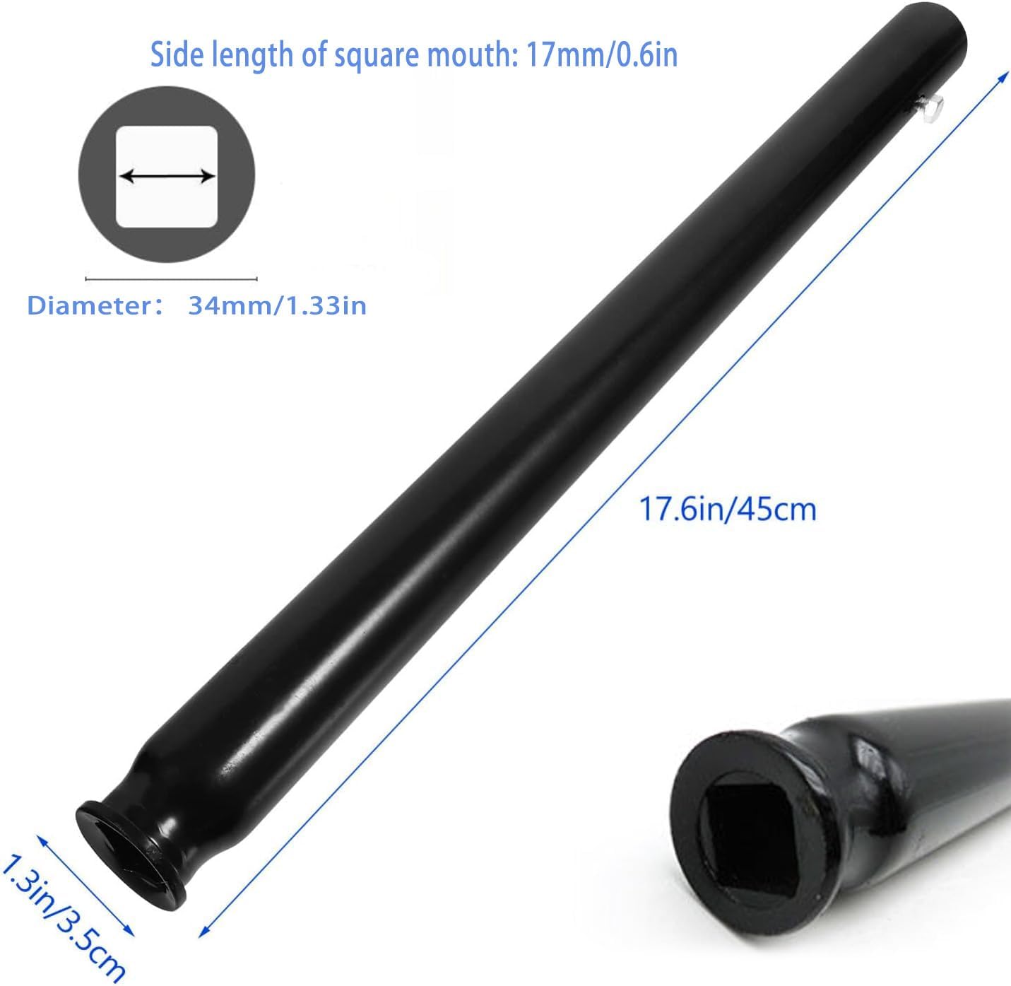iplusmile 3 Ton Horizontal Hydraulic Jack Handle, Floor Jack Replacement Handle Lower Pole Lever, Automotive Car Jack Accessories (Tube Hub: 2/3 inch/ 17mm)