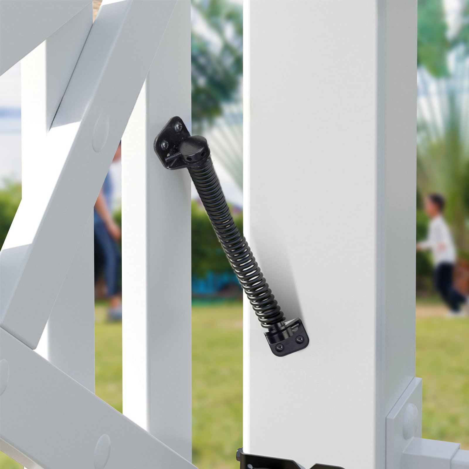 Resorte de puerta de 11-1/2 pulgadas de cierre automático, resorte de cierre de puerta resistente, resorte automático de puerta al aire libre, herrajes de cierre de puerta de tensión ajustable con